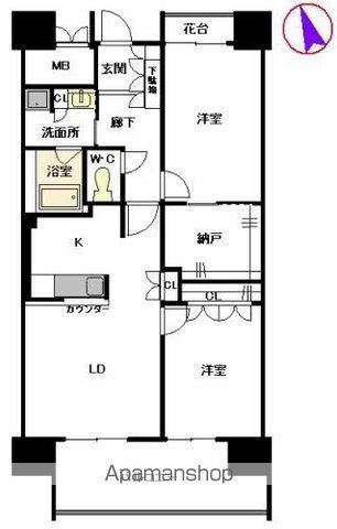 プライムメゾン照葉 S棟(2LDK/8階)の間取り写真