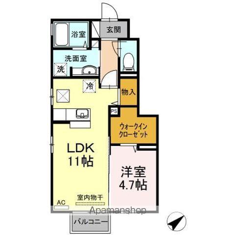 セジュールセラF(1LDK/1階)の間取り写真