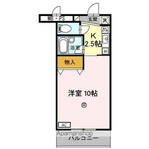 サンタウン竹鼻B棟(1K/4階)の間取り写真