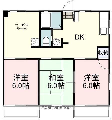 サニーハイツみわ6(3SDK/1階)の間取り写真