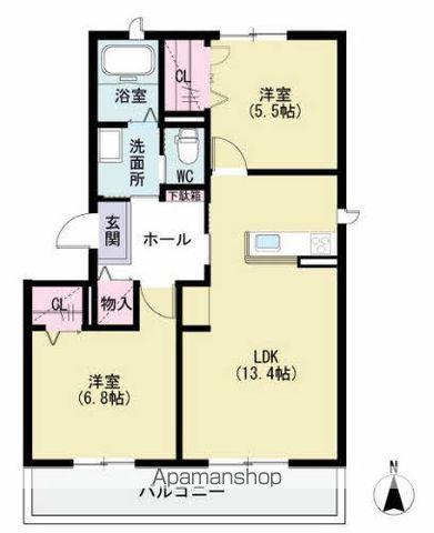 ラウンドシティ泉台 (2LDK/3階)の間取り写真