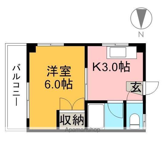 小倉ハイツ(1DK/3階)の間取り写真