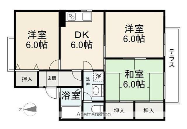 ロイヤルコート川西A・B(3DK/2階)の間取り写真