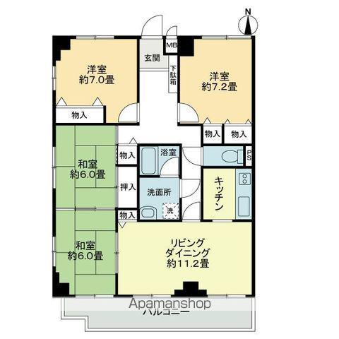DOLCE扇町(4LDK/7階)の間取り写真