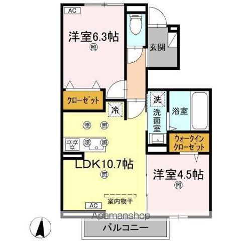 ルミクレアコート(2LDK/1階)の間取り写真