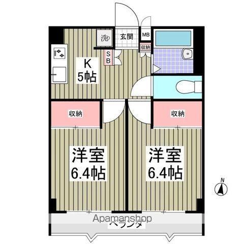 ホワイトピア Ⅰ(2K/2階)の間取り写真