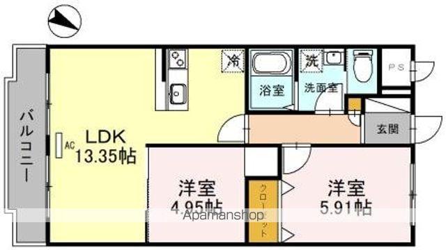 グリーンメゾン白鳥(2LDK/3階)の間取り写真
