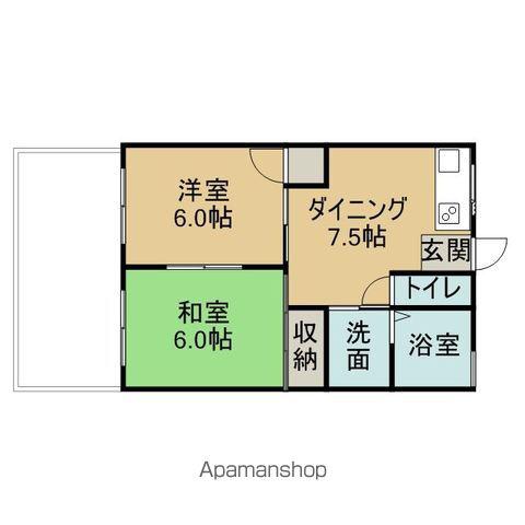 ムラタハイツ俵町(2DK/1階)の間取り写真