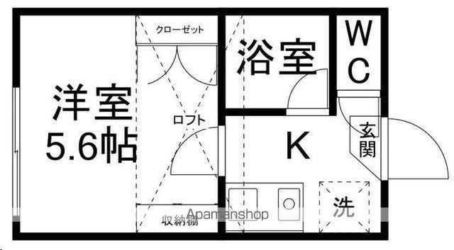 ピースフル泉第3(1K/1階)の間取り写真