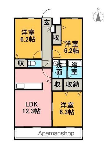 プライベート・フォレスト(3LDK/2階)の間取り写真