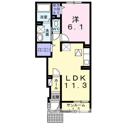 サンフラワー Ⅲ(1LDK/1階)の間取り写真