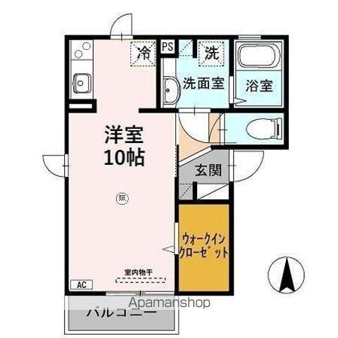 ハピネス三秀(ワンルーム/2階)の間取り写真