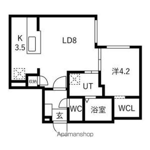 北8東8 MS(1LDK/4階)の間取り写真
