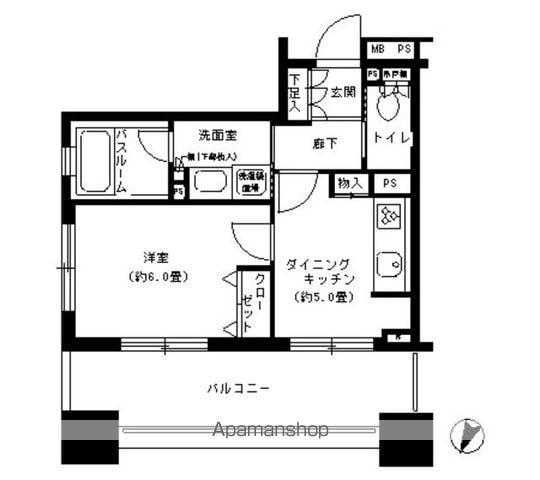パークキューブ市ヶ谷(1DK/7階)の間取り写真