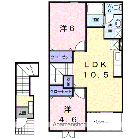 ドミールユキ(2LDK/2階)の間取り写真