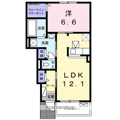りりあん Ⅲ(1LDK/1階)の間取り写真