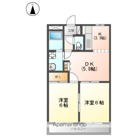 エポックシュー1番館(2DK/3階)の間取り写真