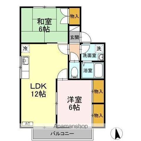 セジュール友清A棟(2LDK/2階)の間取り写真
