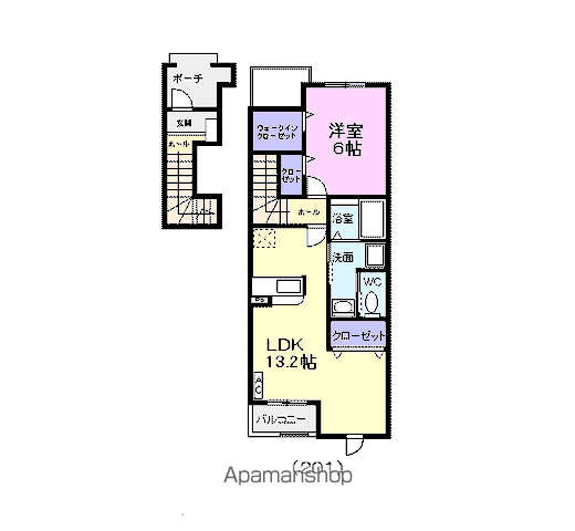プリムローズ(1LDK/2階)の間取り写真