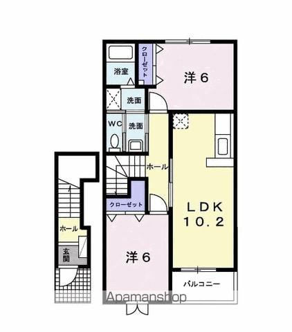 メゾンラルジュ B(2LDK/2階)の間取り写真