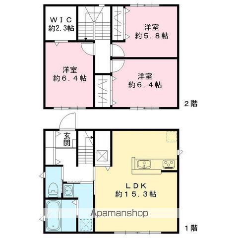名鉄瀬戸線 印場駅 徒歩9分 2階建 築1年(3LDK)の間取り写真