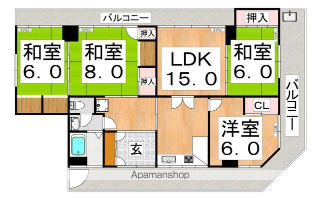 北野マンション(4LDK/4階)の間取り写真