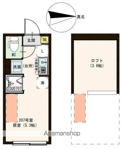 ハーモニーテラス中村南(ワンルーム/2階)の間取り写真
