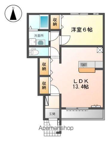 アンヘル ハート Ⅰ(1LDK/1階)の間取り写真