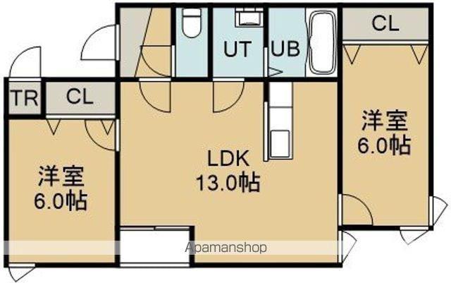 スペース北浜Ⅱ(2LDK/2階)の間取り写真