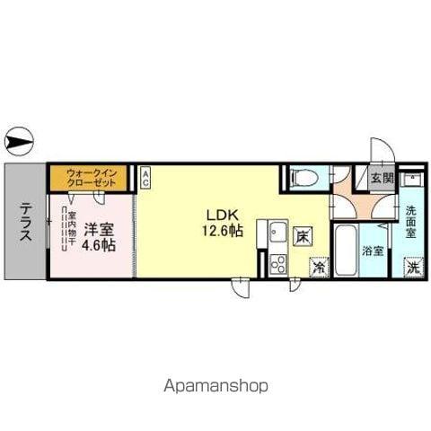 D-ROOM盛岡本宮 C棟(1LDK/1階)の間取り写真