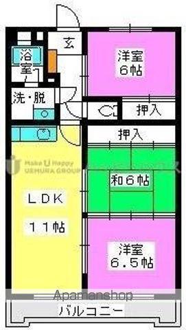 ハイムあかしや(3LDK/6階)の間取り写真