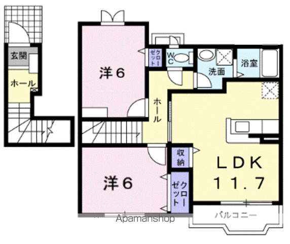 ベルグ フース(2LDK/2階)の間取り写真