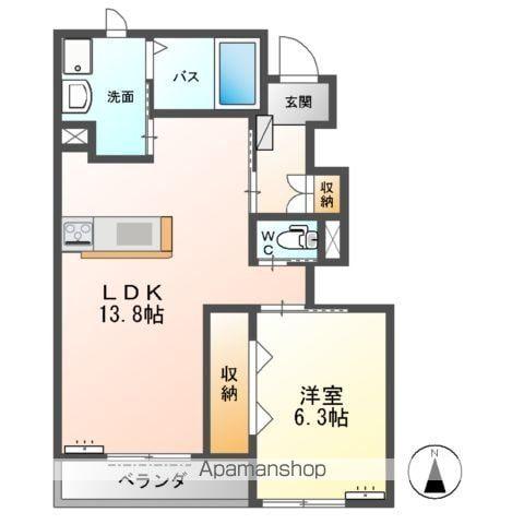 マイ リバーサイド(1LDK/1階)の間取り写真