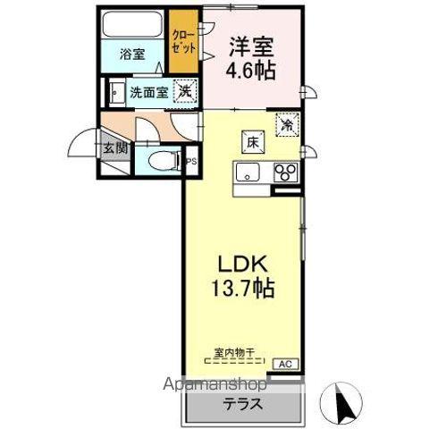 スカイハイ天神町(1LDK/1階)の間取り写真