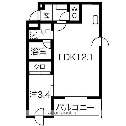 シャリテ澄川Ⅰ(1LDK/2階)の間取り写真