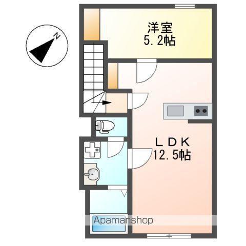 ベルメゾン矢取Ⅱ(1LDK/2階)の間取り写真