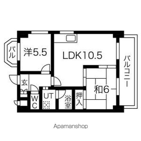 リヴァーサイド植田(2LDK/4階)の間取り写真