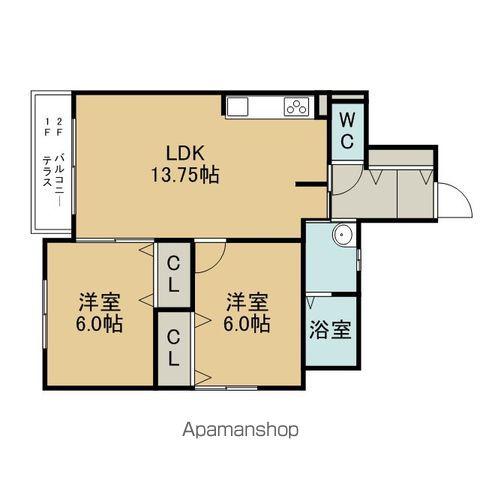 エスポワールⅡ(2LDK/1階)の間取り写真