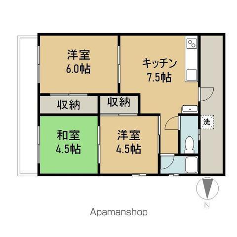 大尾コーポ(3DK/2階)の間取り写真