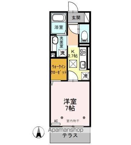 プレミストⅢ(1K/2階)の間取り写真