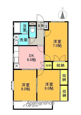 ラパンガーデン古河Ⅱ(3DK/1階)の間取り写真