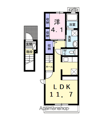プラシード美南(1LDK/2階)の間取り写真