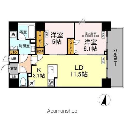 BULL HOUSE(2LDK/6階)の間取り写真