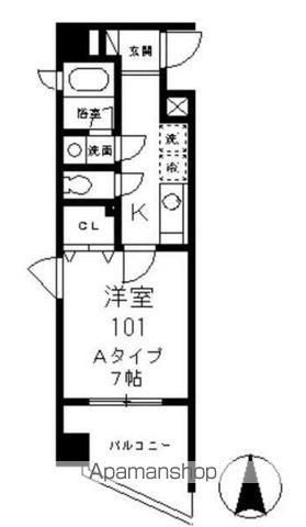 MERE DE REVE メールドゥレーヴ(1K/1階)の間取り写真