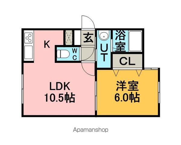 シルキー厚別東Ⅱ(1LDK/2階)の間取り写真