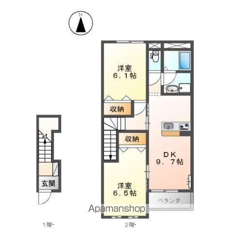 アンジェリーク(2DK/2階)の間取り写真