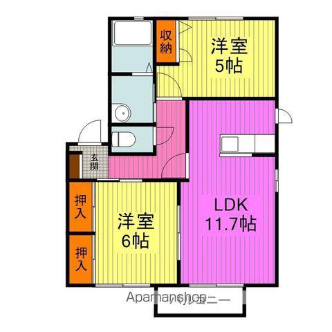 シャーメゾンGⅠ棟(2LDK/2階)の間取り写真