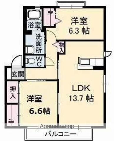 グリーンハイツ木太A・B・C・D棟(2LDK/2階)の間取り写真