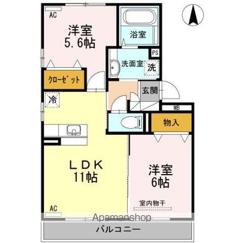 ウエスト ヴィレッジⅠ(2LDK/3階)の間取り写真