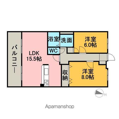 ハートフルマンションウィル(2LDK/2階)の間取り写真